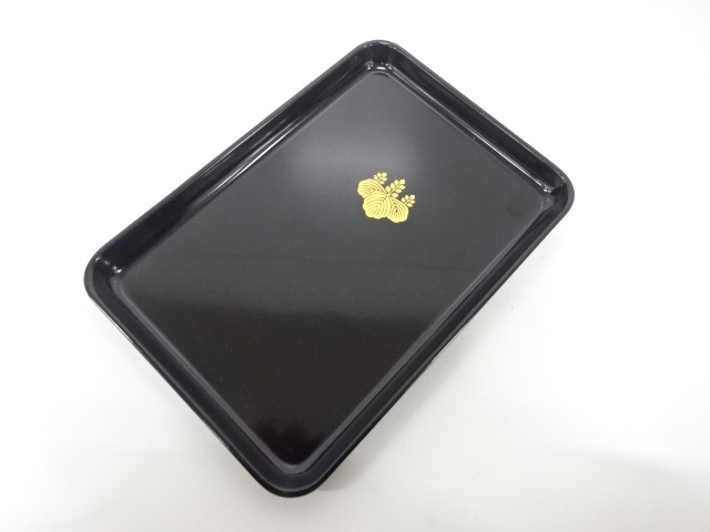 黒塗　桐文　切手盆